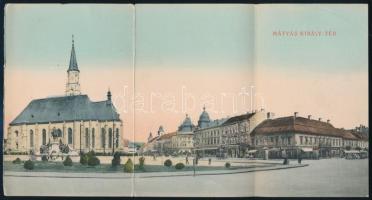 1913 Kolozsvár, Mátyás király-tér, öt részből álló kihajtható panoráma kép, egyik hátoldala képeslap...