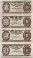 1957-1992. 100Ft (2xklf) + 1962. 10Ft + 1980. 20Ft + 1983-1989. 50Ft (4x) T:III kis szakadás, az egy...
