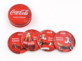cca. 2008 Coca-Cola poháralátét dobozban, 4 db, d: 9 cm