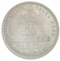 1869GYF 20kr Ag Magyar Királyi Váltó Pénz T:2,2- Adamo M11.1