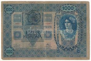 1902. 1000K fekete ROMANIA TIMBRU SPECIAL román felülbélyegzéssel T:III- szakadások, kis ceruzás firka Adamo K35Be