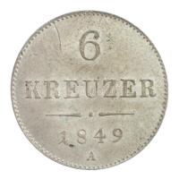 Ausztria 1849A 6kr Ag T:1- kis anyaghiba Austria 1849A 6 Kreuzer Ag C:AU small metal error Krause KM#2200