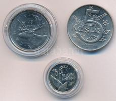 Csehszlovákia ~1980. 5K Cu-Ni "Télapó / Mikulás" multicolor rátéttel + Finnország 1991. 10...