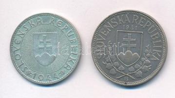 Szlovákia 1941. 20K Ag ""Cirill és Metód" forgalmi emlékérme + 1944. 10K Ag "Tem...