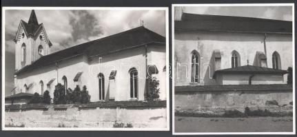 cca 1930 Saca, római katolikus templom, 4 db hátoldalon feliratozott fotó (Petrás), 18,5×17,5 és 17,5×23,5 cm