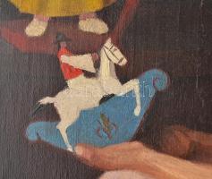 Romek Árpád (1883-1960): Hölgy játékokkal. Olaj, vászon, jelezve jobbra lent. Dublírozott. Dekoratív...