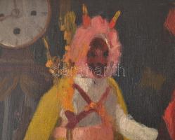 Romek Árpád (1883-1960): Hölgy játékokkal. Olaj, vászon, jelezve jobbra lent. Dublírozott. Dekoratív...