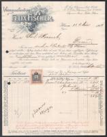 1907 Illava (Felvidék), Felix Fischer Weingrosshandlung fejléces száma 2f illetékbélyeggel