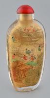 Kínai üvegcse, belülről kézzel festett, hibátlan, m: 9,5 cm