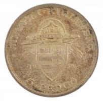 1938. 5P Ag "Szent István" T:1- patina, kis ph Adamo P8.1