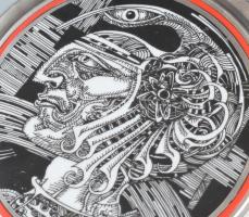 Hollóházi Szász Endre (1926-2003): Kísérleti darab. Porcelán fali dísz 4 darabos sorozat, matricás, ...