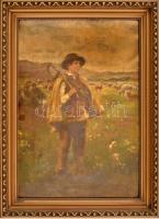 Jelzés nélkül:Pásztorfiú Olaj, vászon. Üvegezett keretben. 44x33 cm