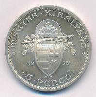 1938. 5P Ag "Szent István" T:1- Adamo P8.1