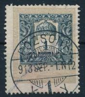 1913 1K okmánybélyeg POZSONY postabélyegzővel