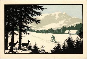 Ski, winter sport. Künstlerkarte Nr. 131. Selbstverlag Josefine Allmayer s: Josefine Allmayer