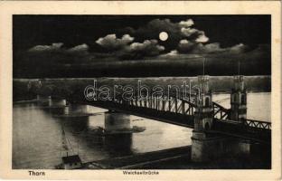 1914 Torun, Thorn; Weichselbrücke / Vistula river bridge at night + "S.B. Ers.-B.L.I.R. 107."