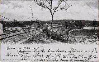 1906 Porící, Poric b. Budweis (Borsov nad Vltavou); general view, railway bridge