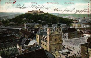 1906 Brno, Brünn; Spielberg, Dominikanerkirche, Altes Landhaus / castle, church, old town hall, market (EB)