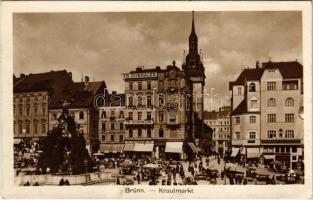 1927 Brno, Brünn; Krautmarkt / herb market, shops of Fr. Dohnalek, Hubert Lamplota