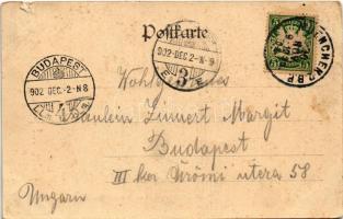 1902 München, Munich; Kaiser Ludwigsplatz mit Theresien-Gymnasium / square, grammar school (tear)