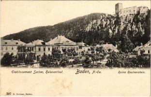 Baden bei Wien, Etablissement Sacher, Helenenthal, Ruine Rauhenstein / restaurant, spa, castle ruins (fl)