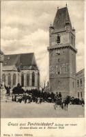 Perchtoldsdorf, Aufzug der neuen Kirchen-Glocke am 8. Februar 1905 / lifting the new church bell (EK)