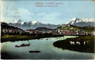 1915 Ljubljana, Laibach; mit Steiner Alpen / s kamniskimi planinami (EK)