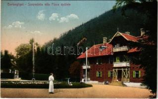 Barlangliget, Höhlenhain, Tatranská Kotlina (Tátra, Magas Tátra, Vysoké Tatry); Szepesbéla villa, Posta épülete. Wlaszlovits Gusztáv kiadása / villa, post office (EK)