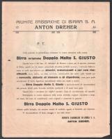 cca 1900 Dreher olasz reklám plakát. Szecessziós litográfia. Szakadásokkal 24x30 cm