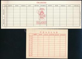 cca 1980 3 db retro órarend, egyiken Dargay Attila illsuztrációjával