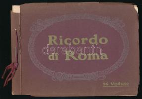 cca 1910 Ricordo di Roma, album 36 db különféle városképpel, sérült papírkötésben, 15x20 cm
