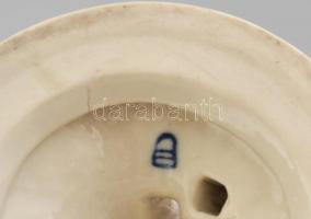 Antik fedeles, puttós díszváza, porcelán, jelzett, sérülésekkel, m: 30 cm