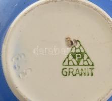 Gránit bonbonniere, kézzel festett, jelzett, apró mázhibákkal, csorbákkal. d: 11 cm