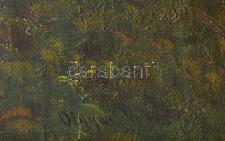 Olgyai Viktor (1870-1929): Napfényes erdő. Olaj, vászon, jelzett. Dekoratív, sérült fakeretben, 55,5...