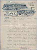 1922 Vulkan gummiwaarenfabrik Weiss & Baessler fejléces levélpapírra írt levél, rajta a gyár látképével