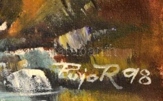 Puja Rezső (?- ): Őszi táj, 1998. Olaj, vászon, jelzett, fa keretben, 49x34,5 cm