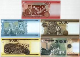 2018. "Soros pénz" 500Ft + 1000Ft + 2000Ft + 5000Ft + 20.000Ft fantázia bankjegy T:I,I-