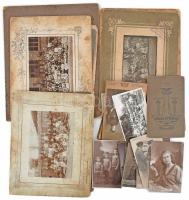 31 db vegyes régi fotó, vizitkártyák, csoportképek, tablófotók, közte keményhátúak, vegyes méretben és állapotban