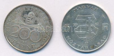 1947. 5Ft Ag "Kossuth" + 1994. 200Ft Ag "Deák" T:1-,2 patina, az egyiken kis ph
...