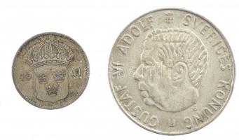 Svédország 1941. 10ö Ag + 1962. 1K Ag "VI. Gusztáv" T:2 patina
Sweden 1941. 10 Öre Ag + 1...