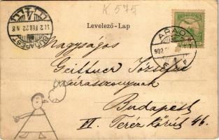 1902 Arad, Szabadság tér, emlékmű, piac, üzletek. Magyar zászlós litho keret / square, monument, mar...