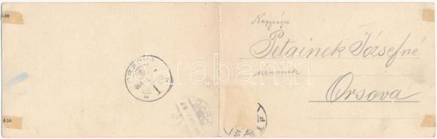 1904 Arad, Andrássy tér. Ifj. Klein Mór kiadása. Kétrészes kinyitható panorámalap / square, 2-tiled ...