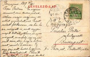 1907 Borosjenő, Borosineu, Ineu; Rákóczi vár madártávlatból. Kerpel Izsó kiadása / castle + "GU...