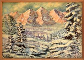 Lengyel jelzéssel: Téli táj. Akvarell, papír, 60x85 cm