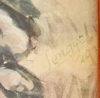 Lengyel jelzéssel: Téli táj. Akvarell, papír, 60x85 cm