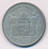 1930. 5P Ag "Horthy jobbra" T:3 patina Adamo P8