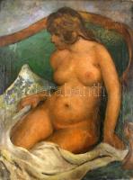 Jelzés nélkül, XX. sz. eleje: Női akt. Olaj, vászon. 77×58 cm