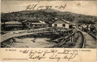 1906 Désakna, Ocna Dejului; III. Sósfürdő, vasútállomás, vonat. Désakna látképe 3 sorozatban. Teleky és Pintye kiadása / salt bath, spa, railway station, train (EK)