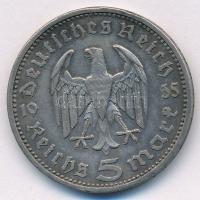 Német Harmadik Birodalom 1935A 5M Ag "Hindenburg" T:2 German Third Reich 1935A 5 Mark Ag &...