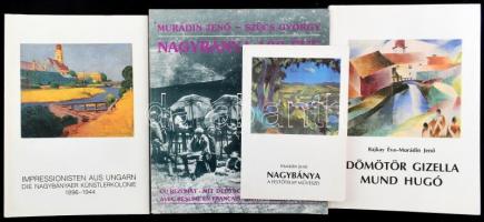 4 db könyv a nagybányai művésztelepről (közte egy német nyelvű): Murádin Jenő: Nagybánya. A festőtelep művészei; Murádin Jenő - Szücs György: Nagybánya 100 éve; Impressionisten aus Ungarn - Die Nagybányaer Künstlerkolonie 1896-1944; Bajkay Éva - Murádin Jenő: Dömötör Gizella. Mund Hugó. Nagybányától Aireisig. Vegyes állapotban.